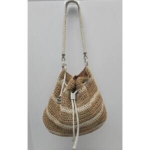 Vintage Brighton Sierra Woven Straw Purse Cream & Camel